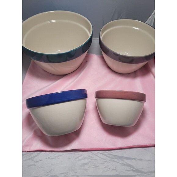 COPY - 4 Blue Rim Nesting Mixing Bowls Set Over & Back Inc. Indoor Outfitters P… - Picture 9 of 12